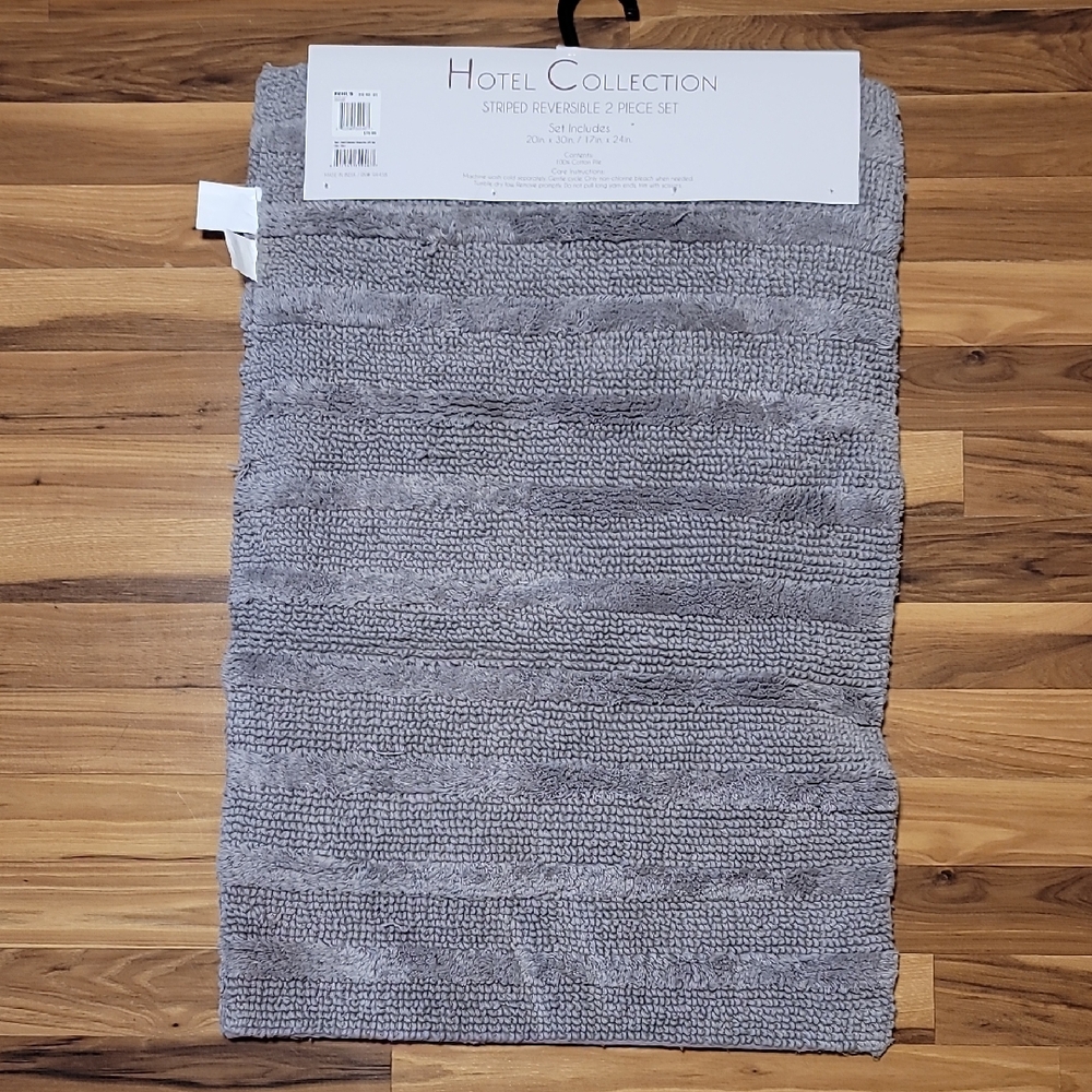 Hotel Collection Striped Gray Door Mat